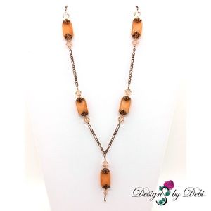 Cat's Eye, Swarovski Crystal & Copper Necklace